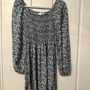 GAP Blue Floral Long Sleeve Dress